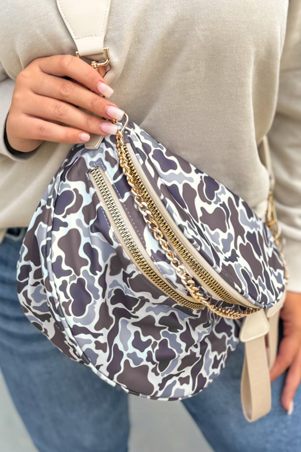 Camouflage Double Zip Fashion Crossbody Bag